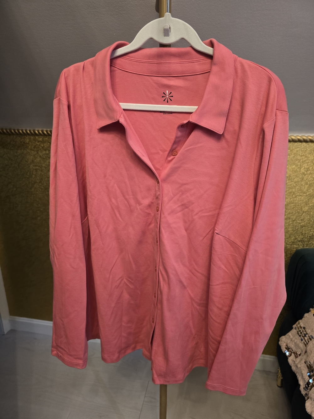 Essentials Coral Pink Long Sleeve Button-Down Shirt
